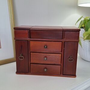 Vintage Wood Jewelry Box - Wooden Jewellery Box Armoire